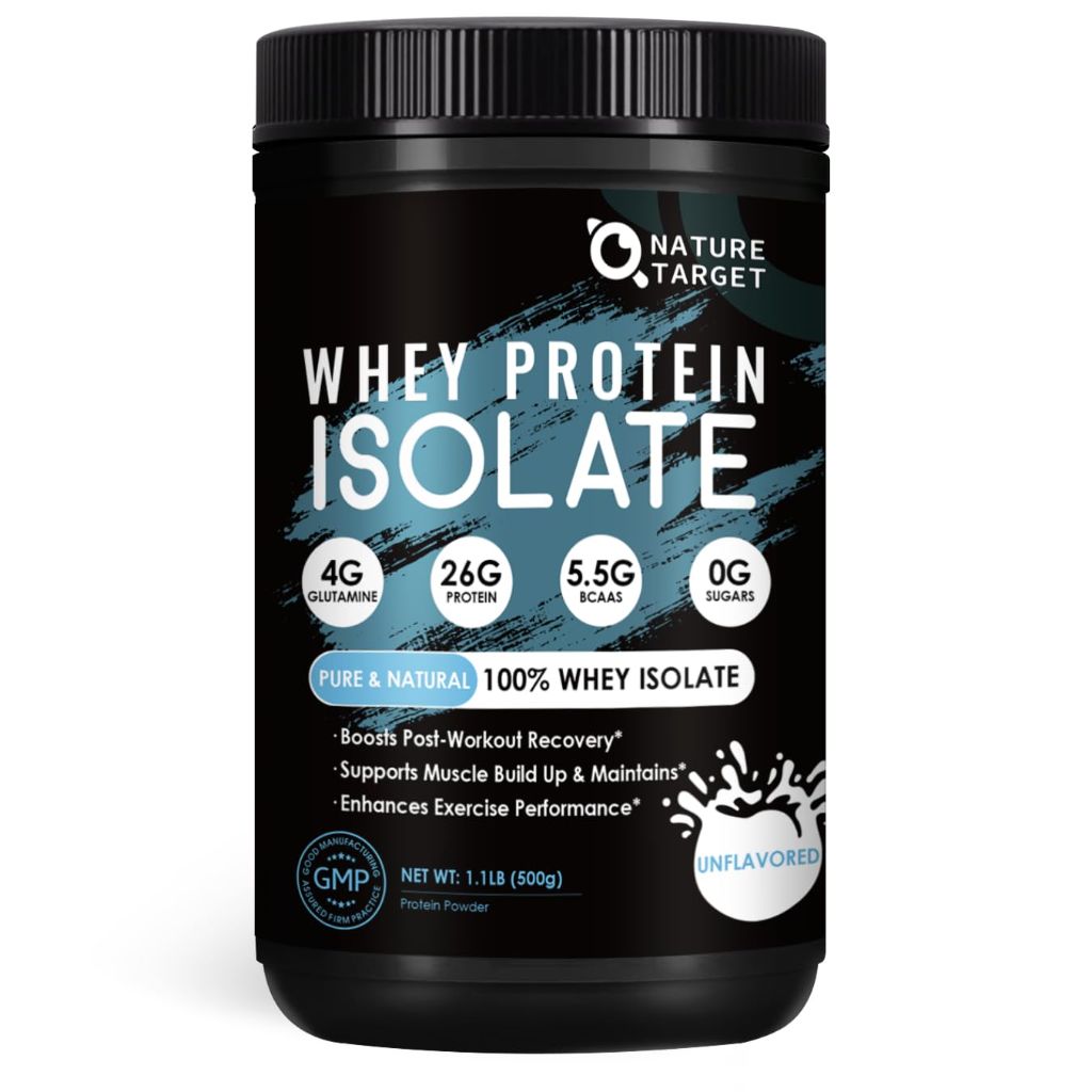 NATURE TARGET Unflavored Whey Protein Isolate - 26g Protein, 0g Sugar, Keto Friendly - 1.10 LB (16 Servings)
