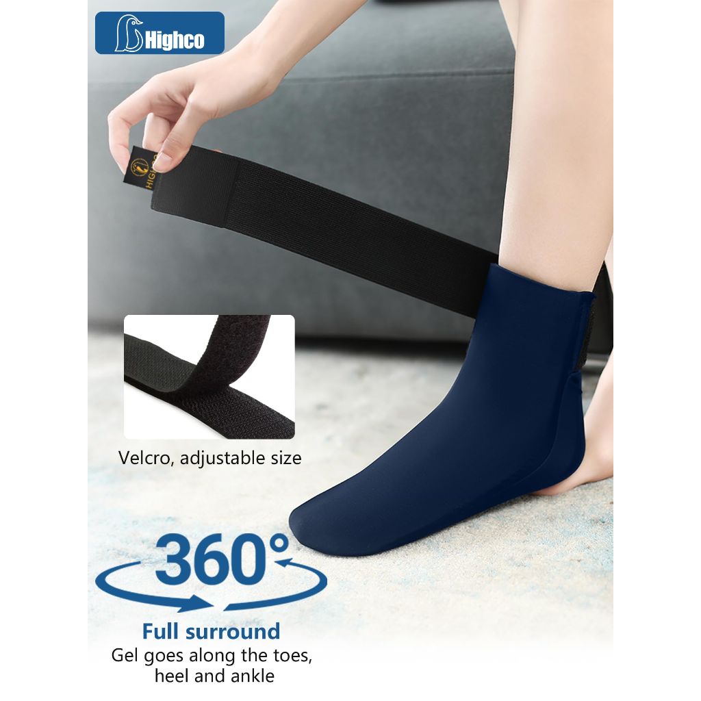 Highco Ankle Ice Pack Wrap for Swelling and Injuries Recovery, Cooling Ice Sock for Foot, Ice Pack for Ankle Compression, Navy Blue