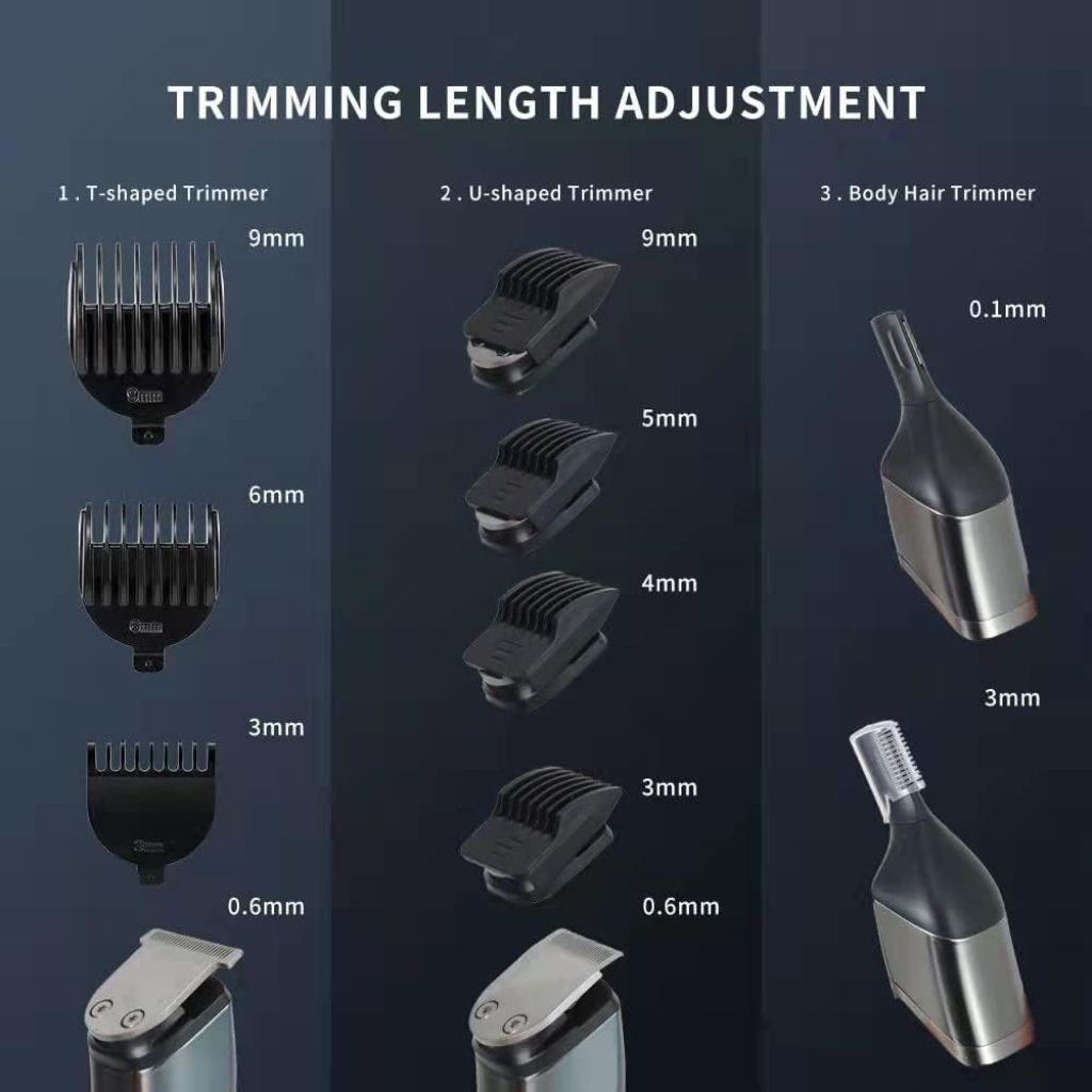 GEEGVV Haokry Beard Trimmer, Cordless Hair Clippers, Waterproof Body Mustache Nose Ear Facial Cutting Groomer, Electric Shaver 6 in 1 Grooming Kit for Men