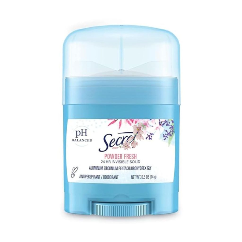 Secret Invisible Solid Antiperspirant and Deodorant, Powder Fresh, 0.5 Ounce Travel Size (Pack of 3)