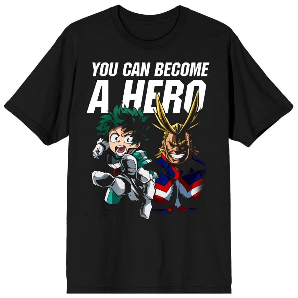 SZ XL, Bioworld Become A Hero My Hero Academia Anime Cartoon Men's Black Graphic Tee (Black)