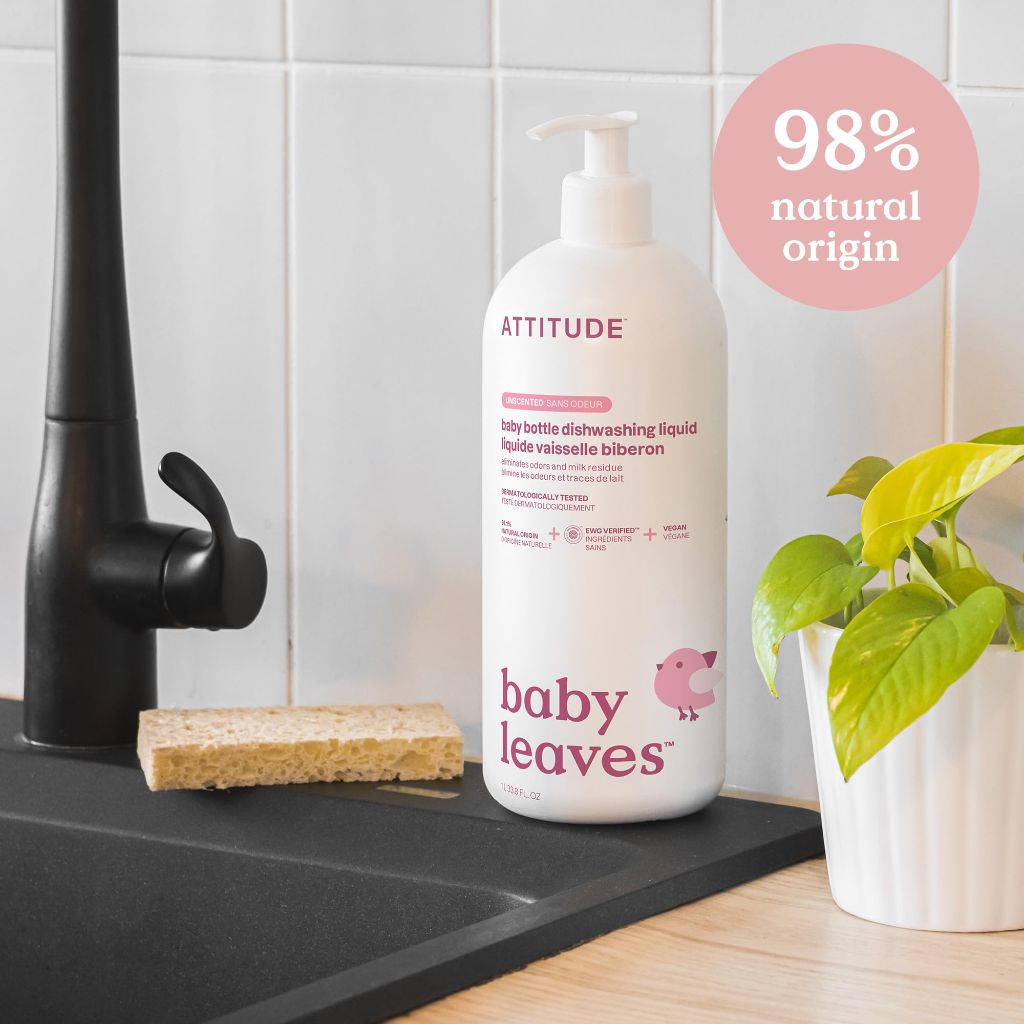 ATTITUDE Baby Bottle & Dish Soap, Unscented, 33.8 Fl Oz