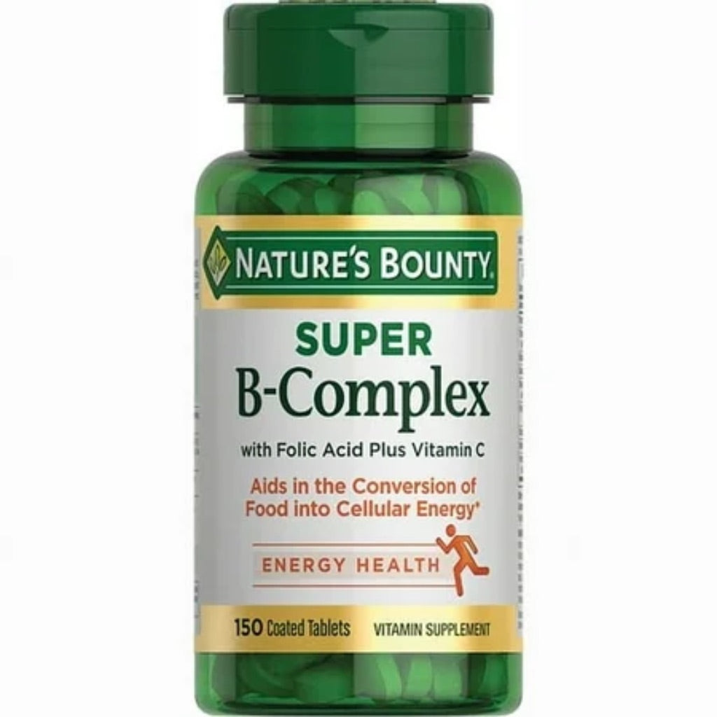 Nature s Bounty Super B Complex with Folic Acid plus Vitamin C Vitamin Supplement Tablets  150 Count