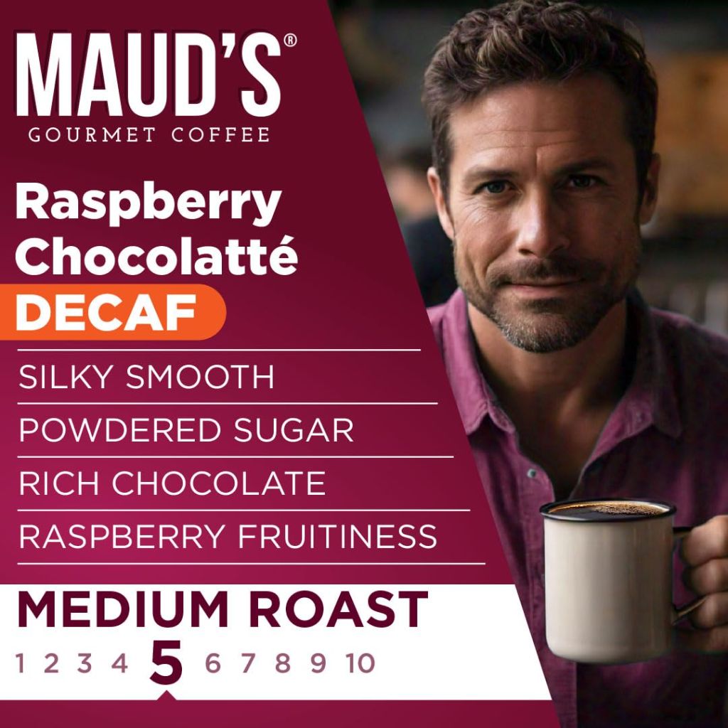 Maud's Decaf Raspberry Chocolate Flavored Coffee Pods | 18 ct, | Decaffeinated Medium Roast
