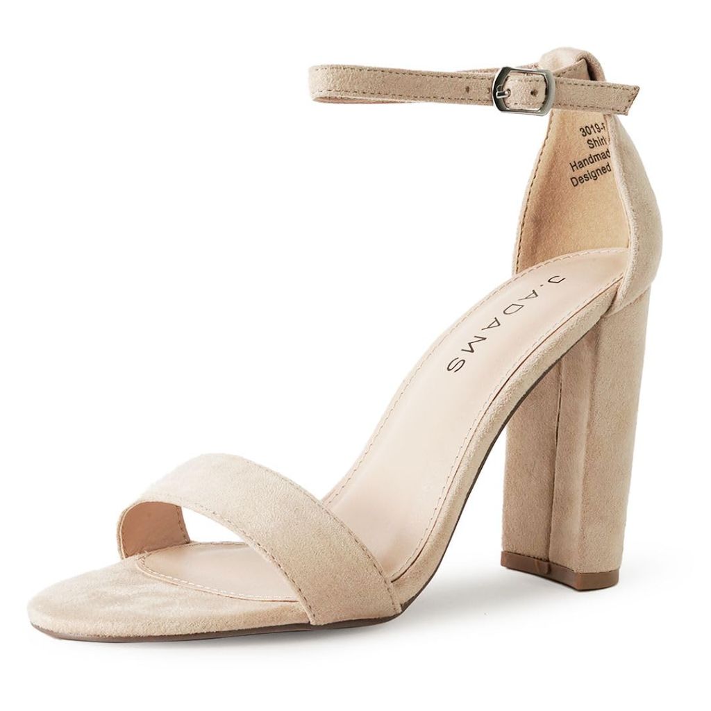J. Adams Women's Shirley Strappy Chunky Block Heel Sandal - Nude Suede, Size 7.5