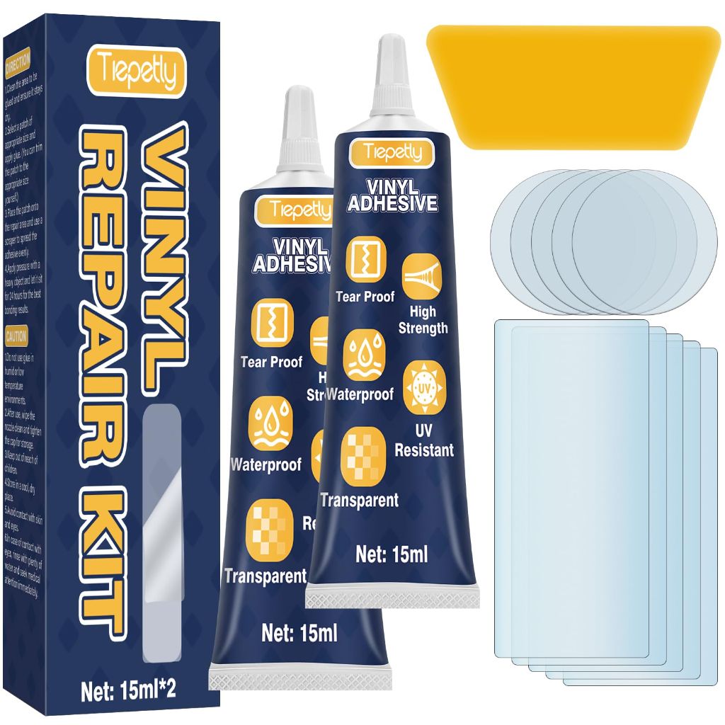 Tiepetly Vinyl Repair Kit Transparent  (15ml 2pack)