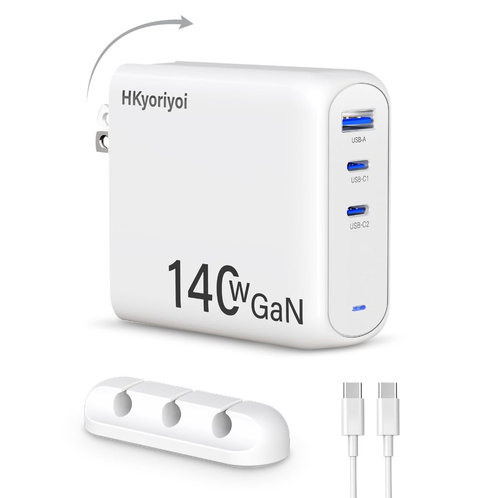 140W USB C Charger, PD3.1 GaN 3-Port Fast Laptop Charger Block 140W Power Bank