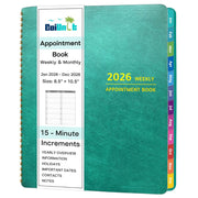 2026 Appointment Book -  Appointment Planner with Weekly ＆ Monthly Spread, 8.5'' x 10.5'' -Green