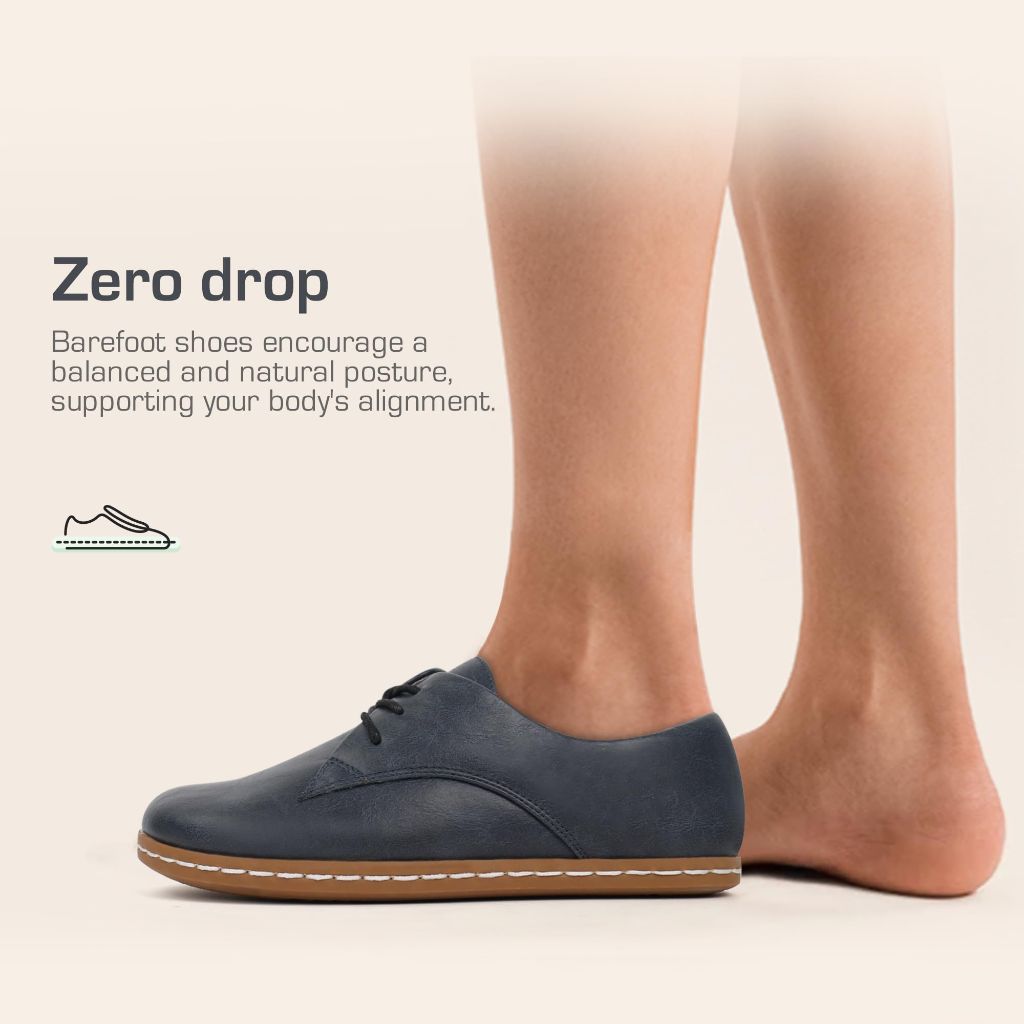 Benassal Women Barefoot Dress Shoes Wide Toe Box Shoes Oxfords (6.5,Navy)