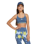 adidas Girl's x Smiley World Sportswear Bra - Preloved Ink/White/Bright Yellow, XS