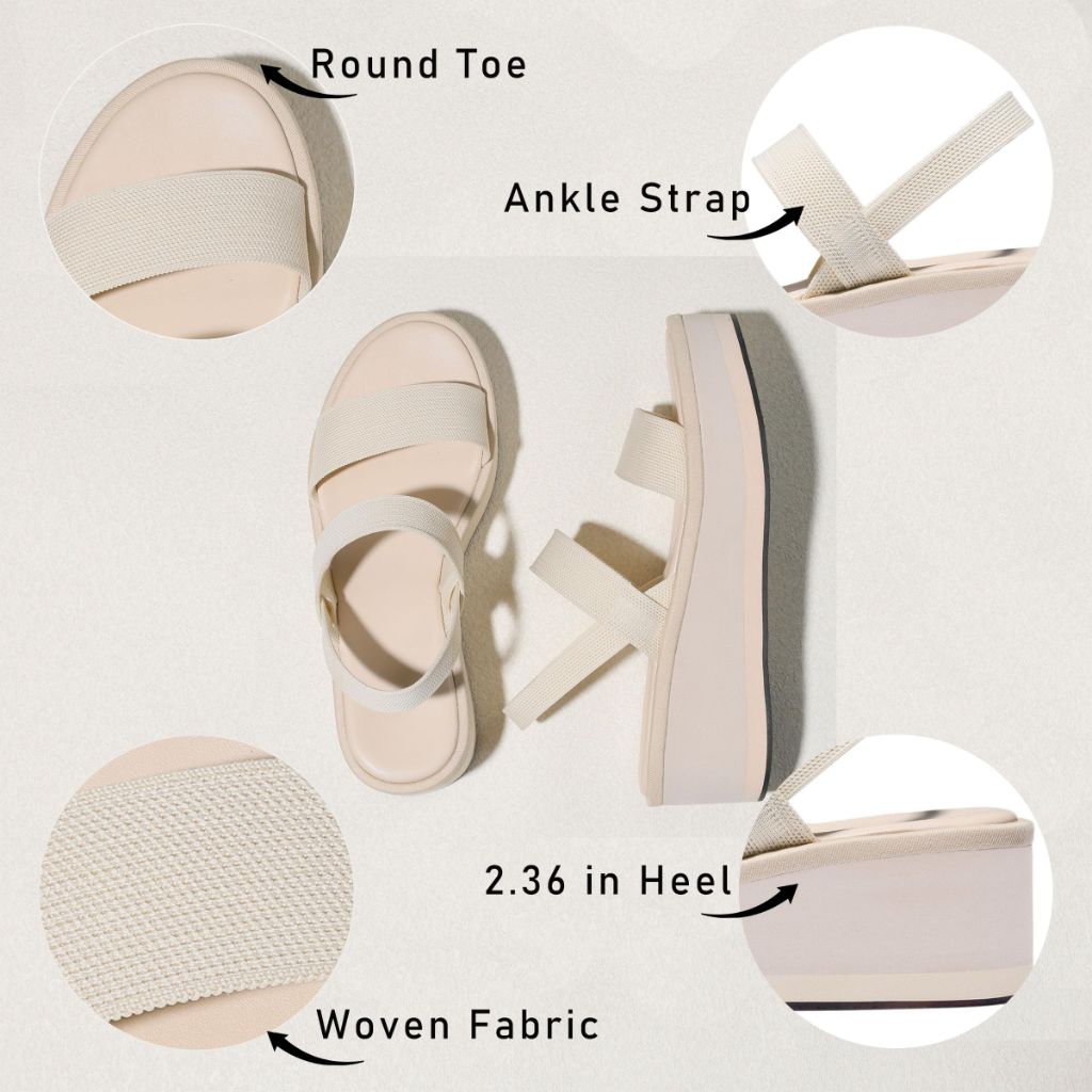 MeiLuSi White Platform Sandals Wedges for Women 2025 Walking Sandals Spring Summer Platform Casual Shoes Slip On size 9