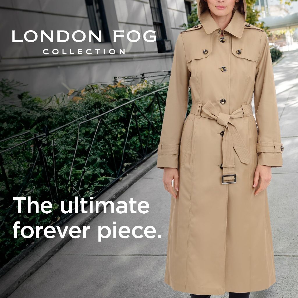 London Fog Women's Single Breasted Long Trench Coat with Belt, British Khaki, S