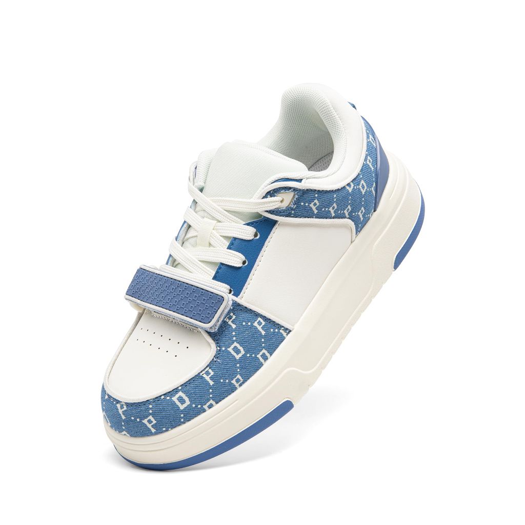 DREAM PAIRS Women Platform Chunky Sneakers, Size 7, White/Blue