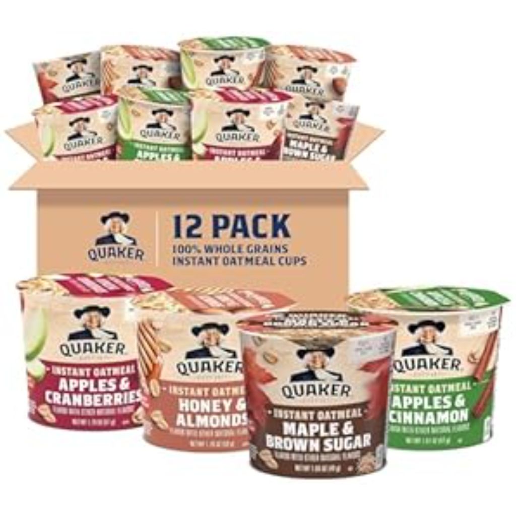 Quaker Instant Oatmeal Express Cups, 4 Flavor Variety Pack, 1.76 Ounce (Pack of 12)