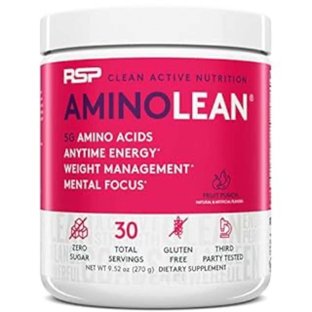 RSP Nutrition AminoLean Pre Workout Powder with BCAAs  Amino Energy for Lean Muscle  Fruit Punch Flavor  30 Servings
