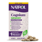 Natrol Cognium Memory Extra Strength, Brain Health Supplements for Adults, Brain Memory Supplements 60Tablets