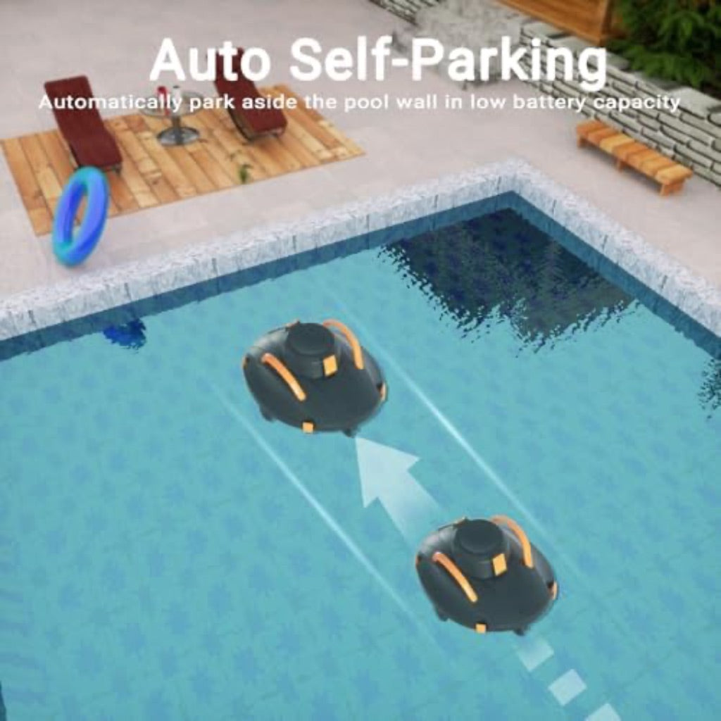 Cordless Robotic Pool Cleaner, Lasts 120 Min, Smart Sensor, Automatic Vacuum for Above-Ground Pools up to 914 Sq.ft, Portable
