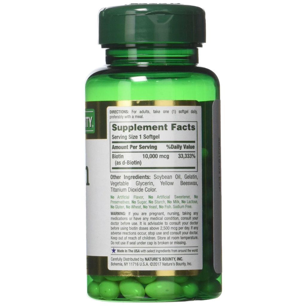 Nature's Bounty Biotin 10,000 mcg, Rapid Release Softgels 120 Each