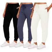 Real Essentials 3 Pack: Women's Ultra-Soft & Warm Fleece Joggers Sweatpants, 2XL