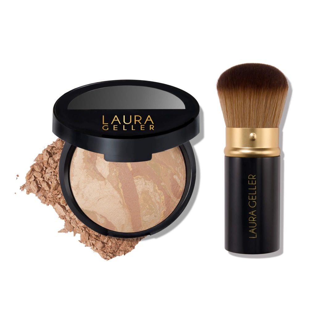LAURA GELLER NEW YORK Baked Balance-n-Brighten Foundation with Kabuki Brush Makeup Set, Tan