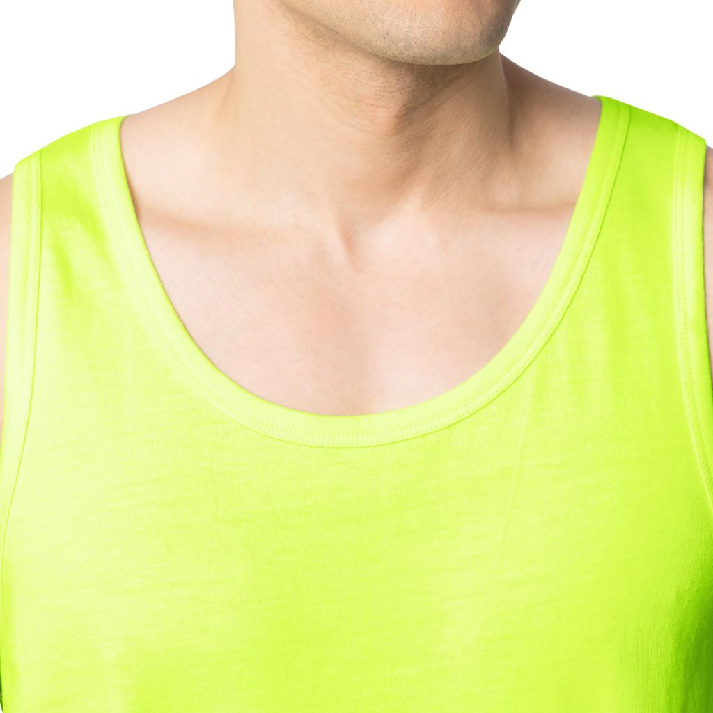 Fruit of The Loom Men's Eversoft Cotton Sleeveless T Shirts, Tank-2 Pack-Safety Green, Large
