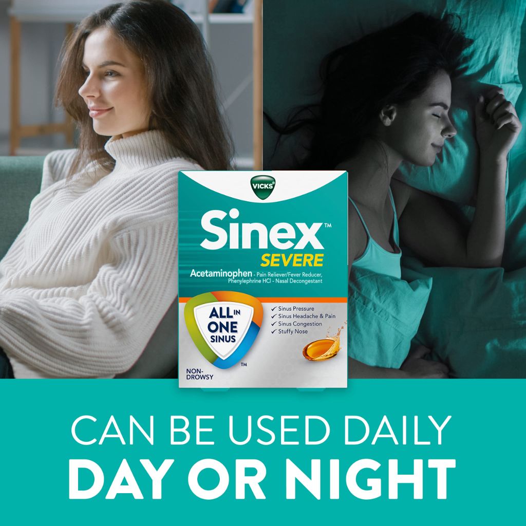 Vicks Sinex SEVERE LiquiCaps, All-In-One Sinus Relief, Maximum Strength | 24 LiquiCaps