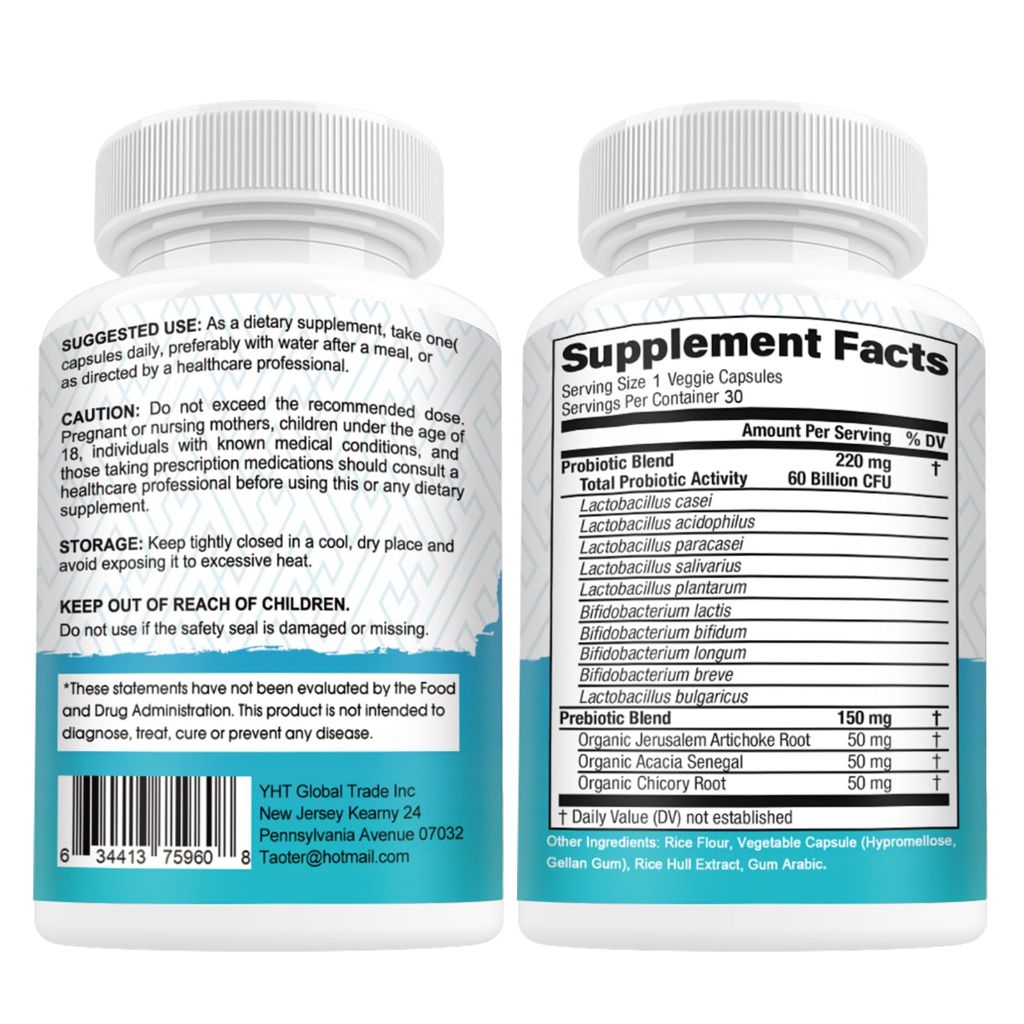 TAOTERS Probiotics for Digestive Health, 60 Billion CFU - 10 Strains | 30 Capsules