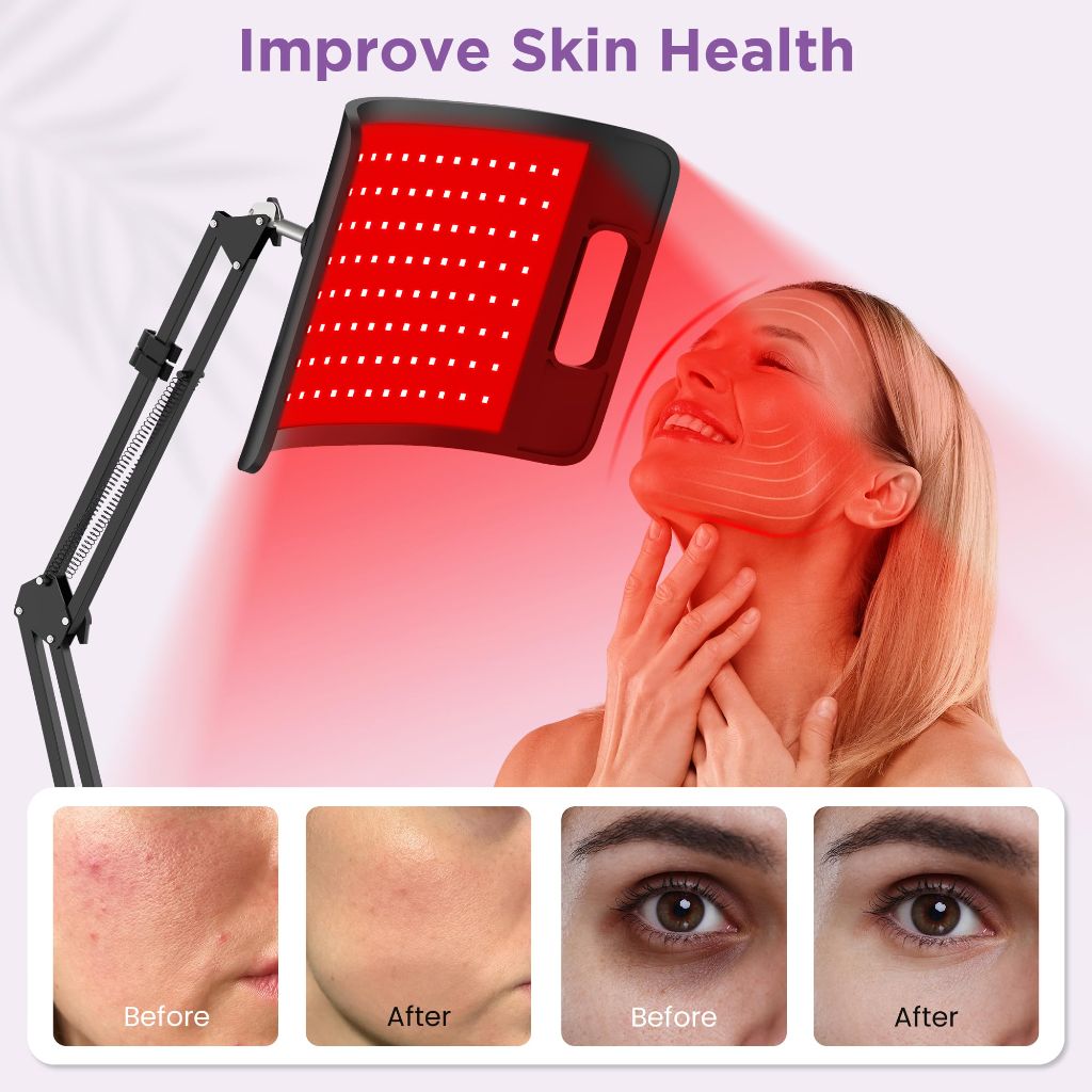 EASYINBEAUTY Red Light Therapy Lamp for Body, 2 in 1 Infrared Light Therapy Lamp with Adjustable Holder Stand, 660nm Red Light & 850nm Infrared Light Device for Face and Body, Ideal Gift Choice