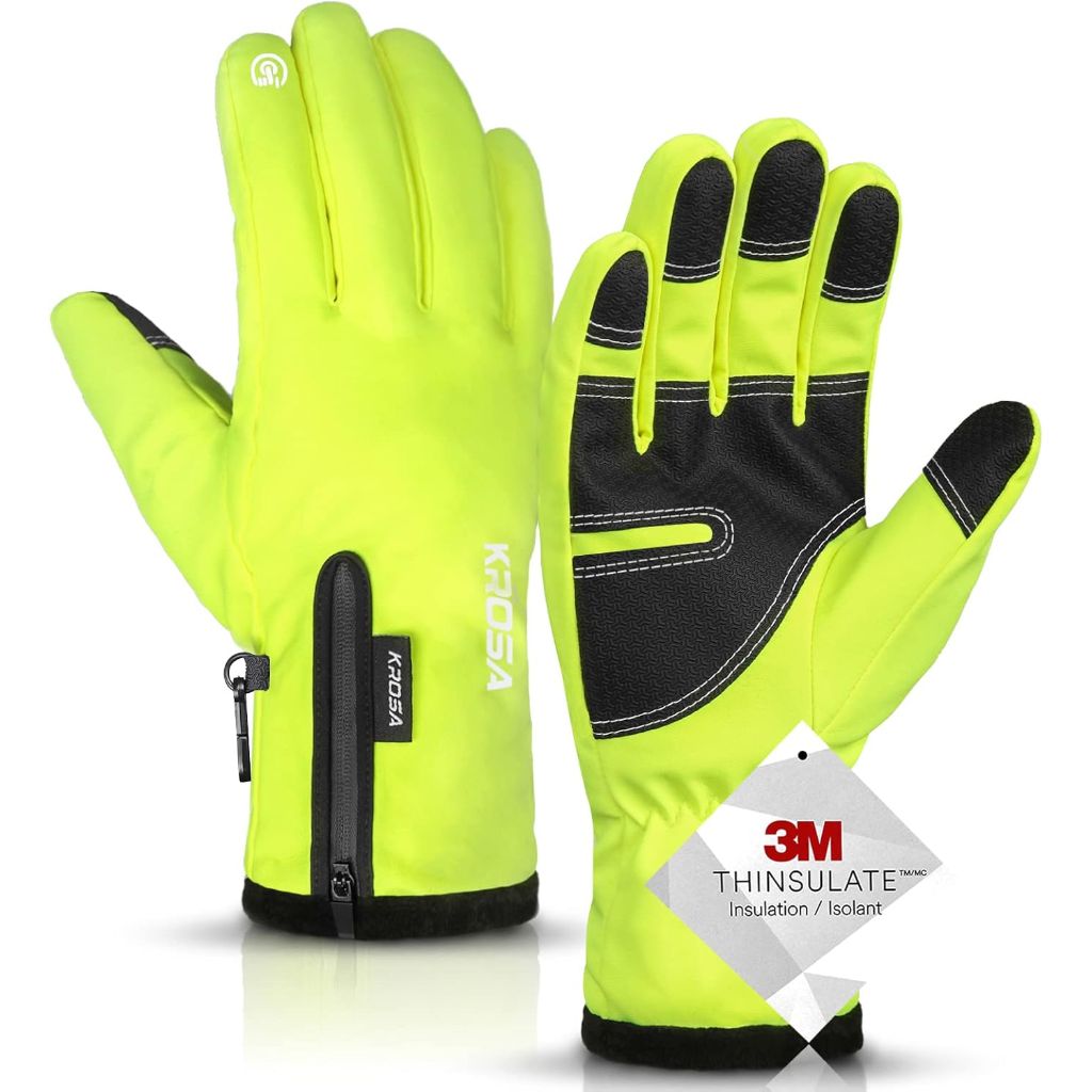 krosa 5-Layer Winter Gloves with 3M Thinsulate, 20℉ Waterproof, 10 Touchscreen Fingers - Yellow, XXL