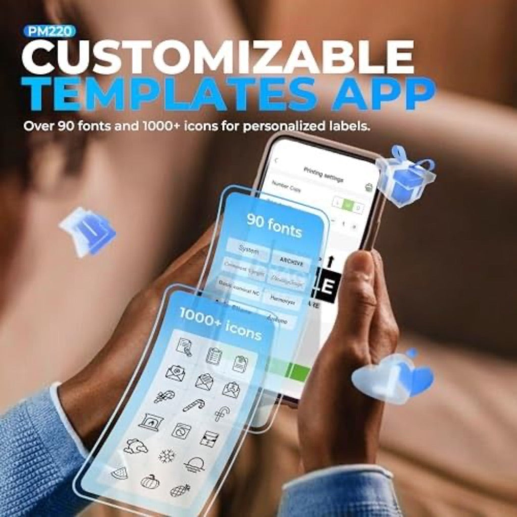 Nelko Label Maker Machine with Tape  PM220 Bluetooth Label Printer  2 Inch Portable Thermal Printer for Small Business  Address  Logo  Clothing  Stick