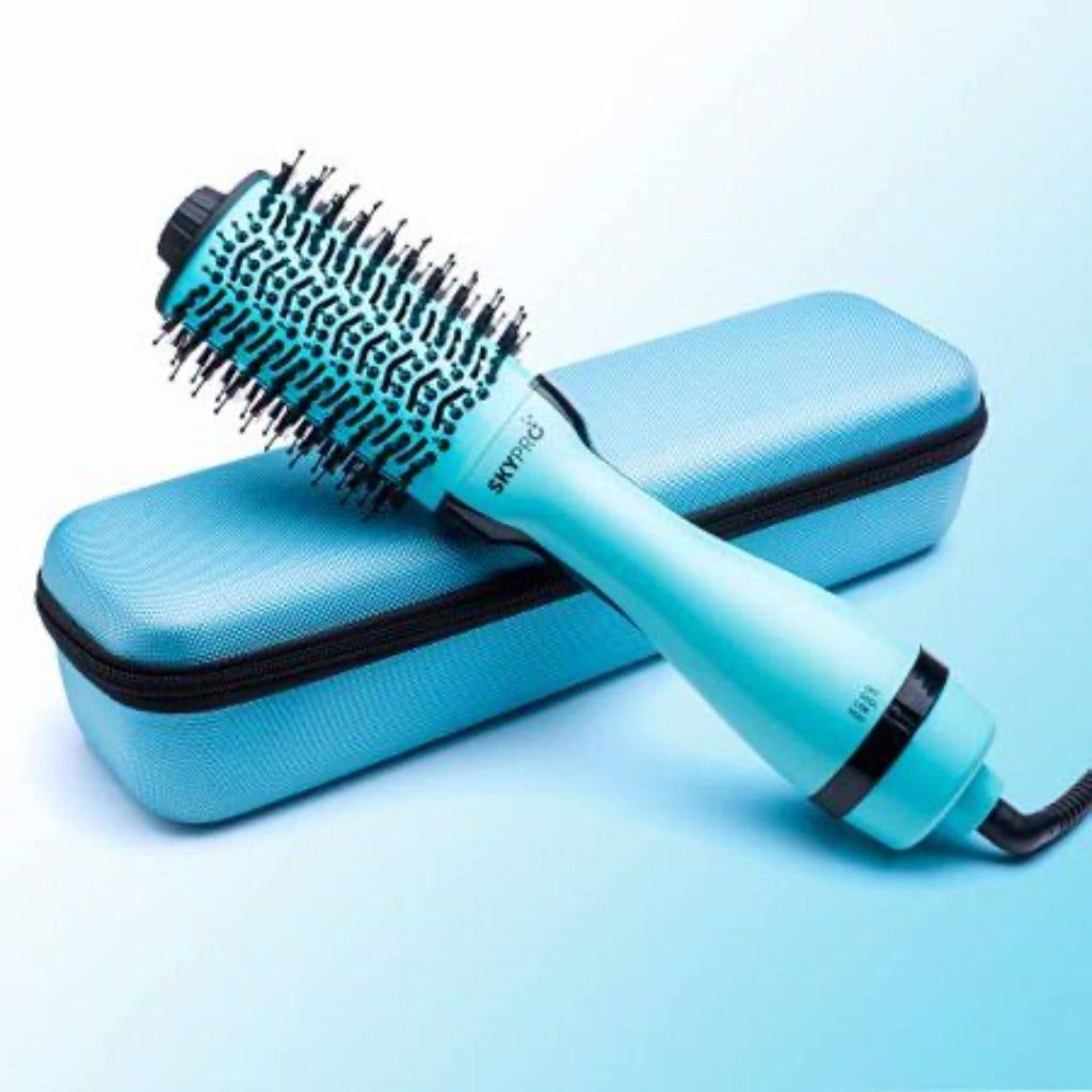 SkyPro Professional Hot Air Round Blow Dryer Brush with Case - Blue (SKY400)