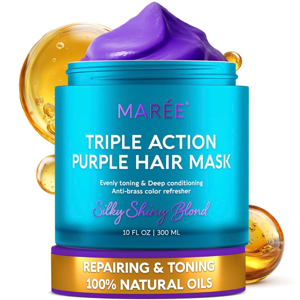 MAREE Deep Conditioning Purple Hair Mask for Blonde Hair – Purple Toner for Brassy, Bleached, Silver, or Color Treated Hair