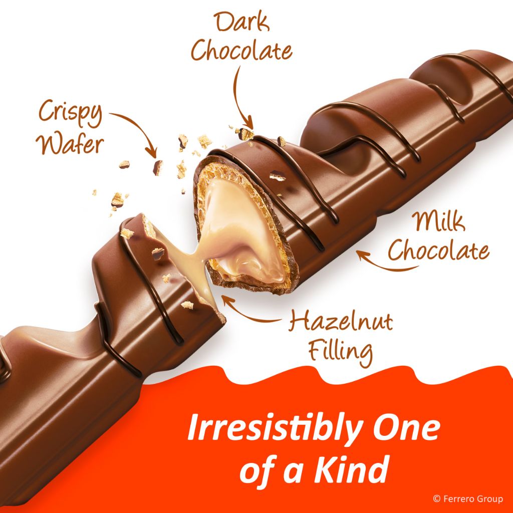 Kinder Bueno, Crispy Creamy Chocolate Bars with Hazelnut Cream, Stocking Stuffers, Individually Wrapped, 10 - Pack, 3 oz Each