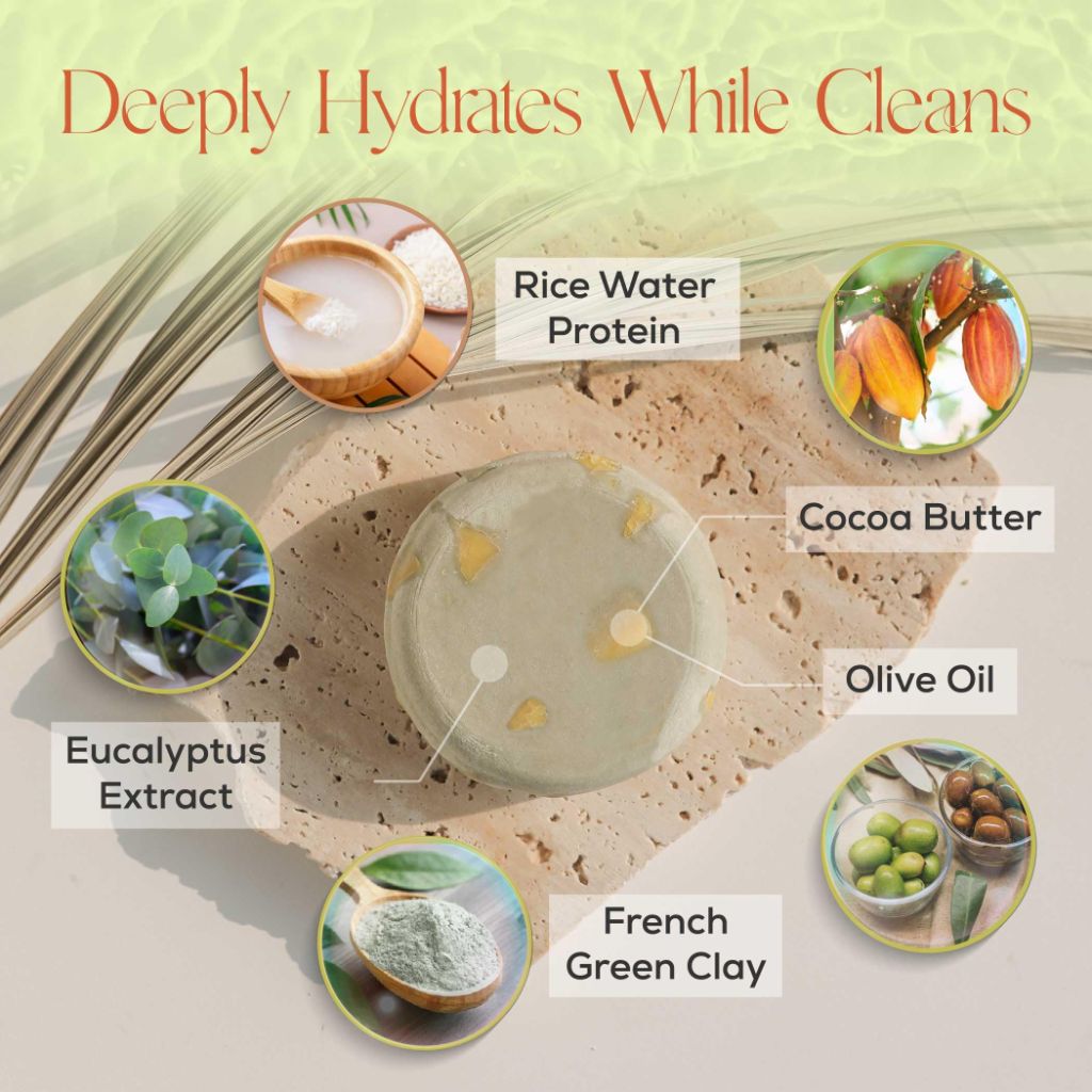IIBESA Japanese Rice Water Shampoo Bar - Eucalyptus
