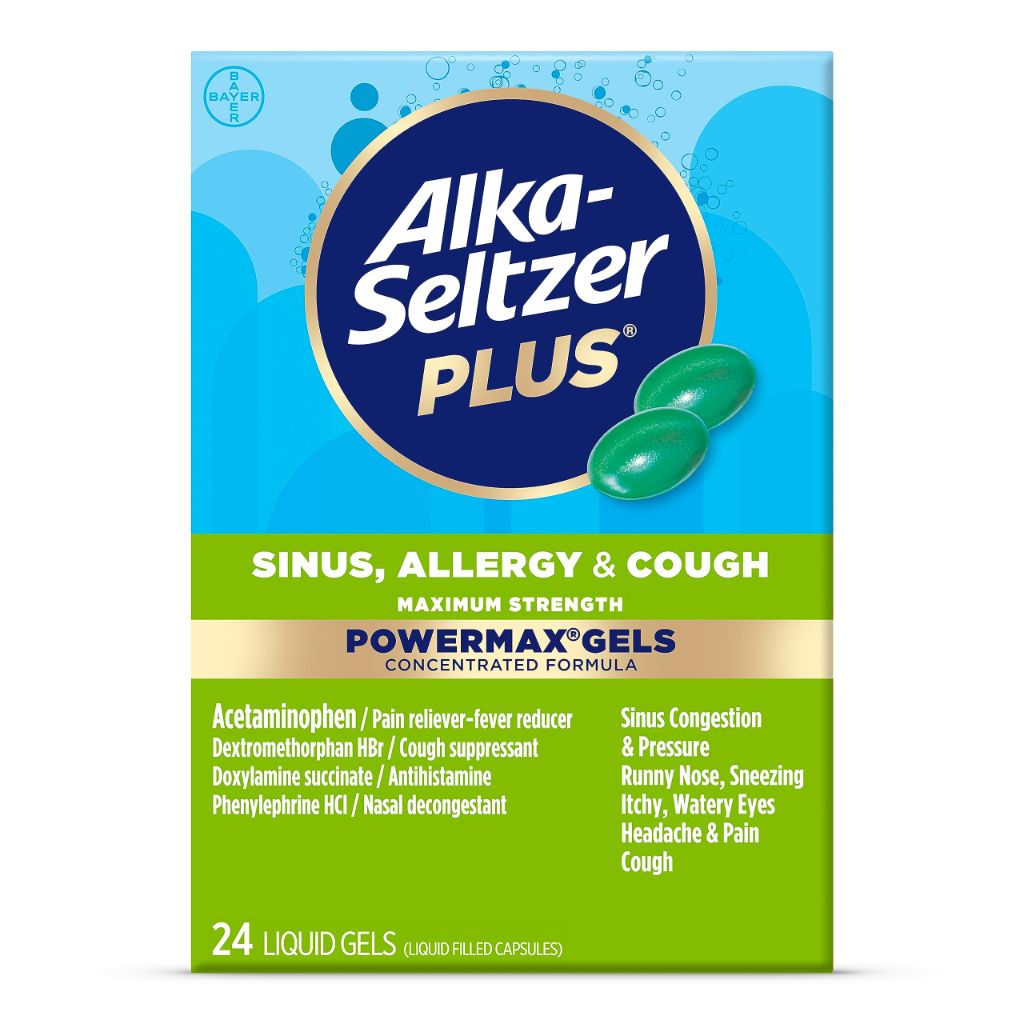 Alka-Seltzer Plus Maximum Strength Power Max Sinus, Relieves Symptoms from Allergies, Colds or Hay Fever - 24ct