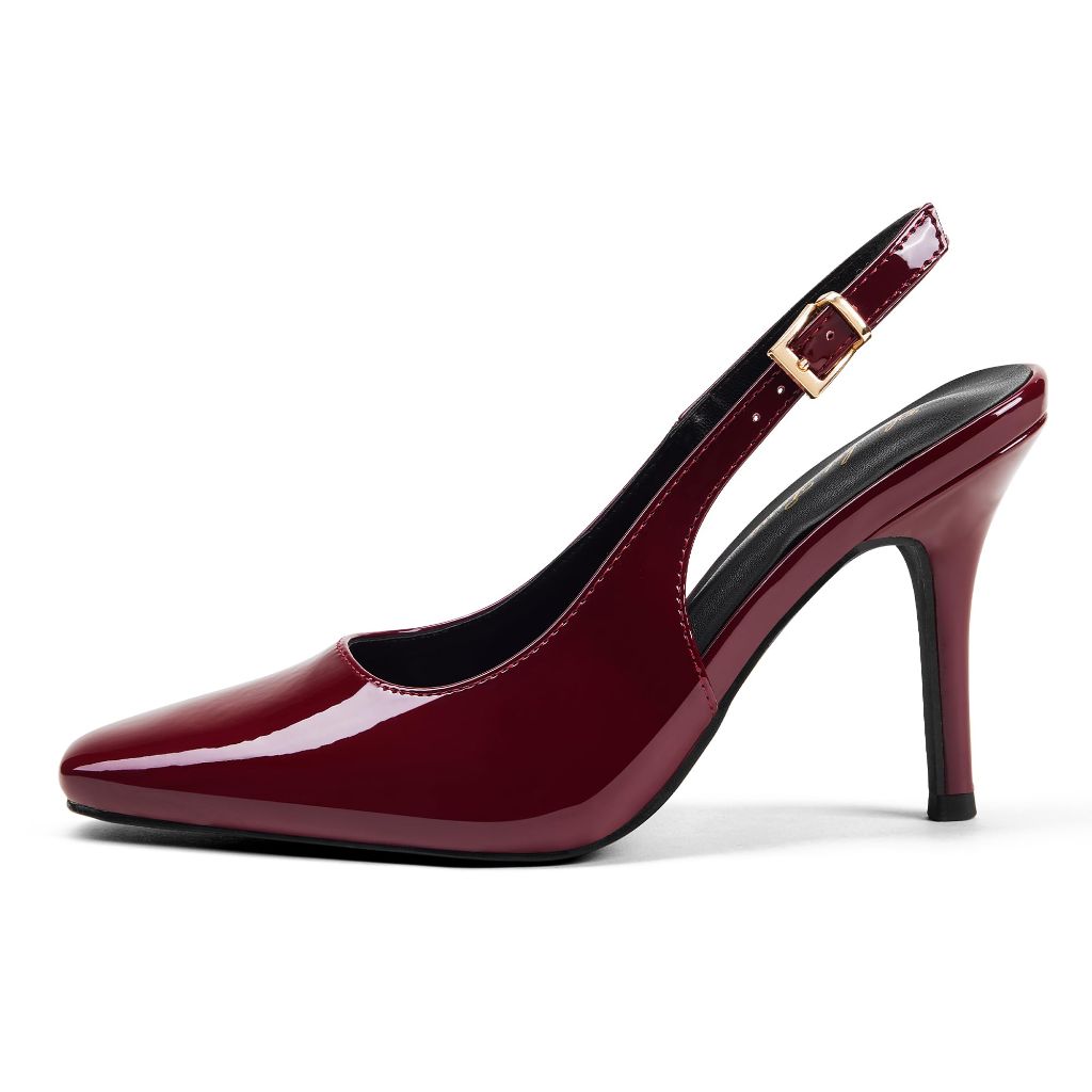 Elisabet Tang Women's Slingback High Heels, Red Wine Patent - Size 9