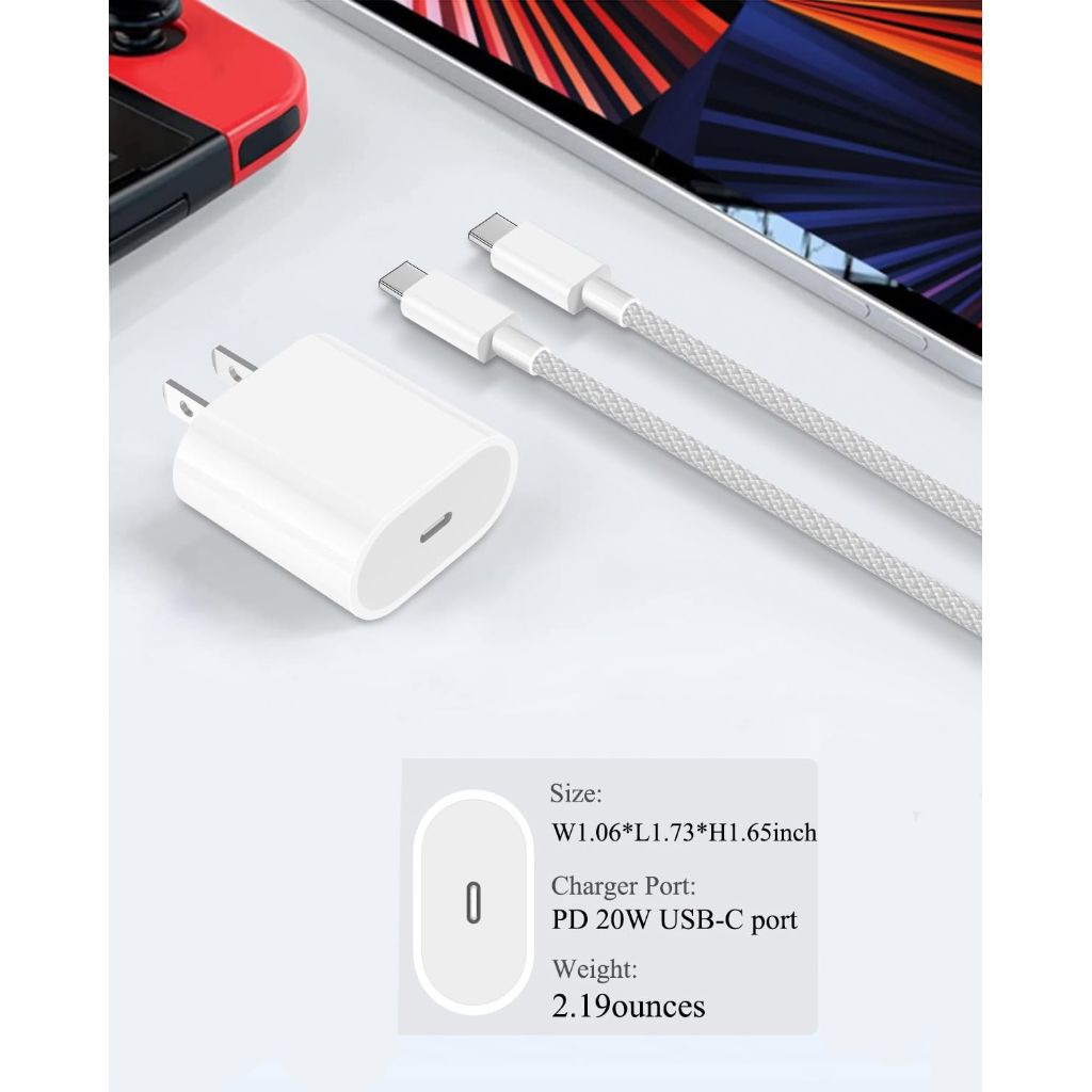 HAODEXING Wall Charger USB C Charger Block USB-C 20W Power Adapter with Fast Charging Function