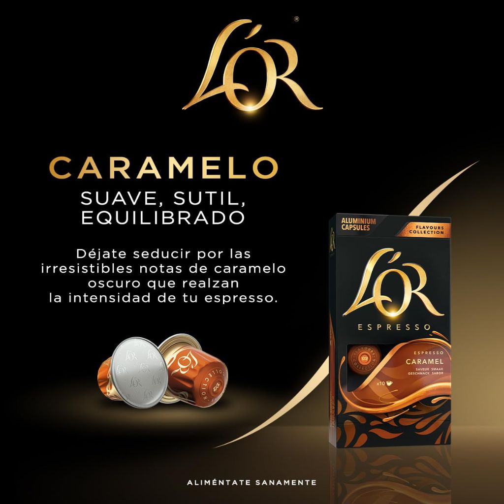 L'OR Espresso Capsules, 10 Count Caramel, Single-Serve Aluminum Coffee Capsules Compatible with the L'OR BARISTA System & *Nespresso Original Machines, 10 Count (Pack of 1)