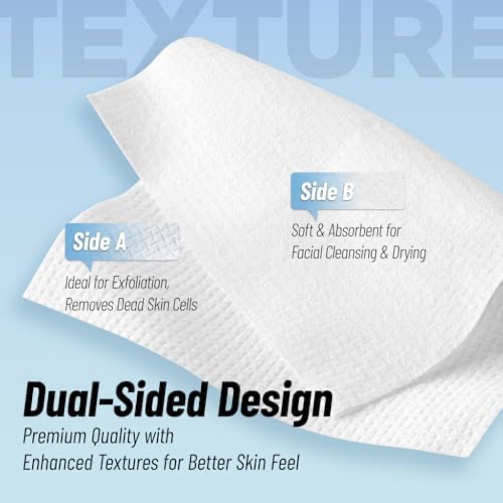 Laucot XL Disposable Face Towels, 100% Biodegradable, Ultra Soft, Large 10"x12" - 50ct