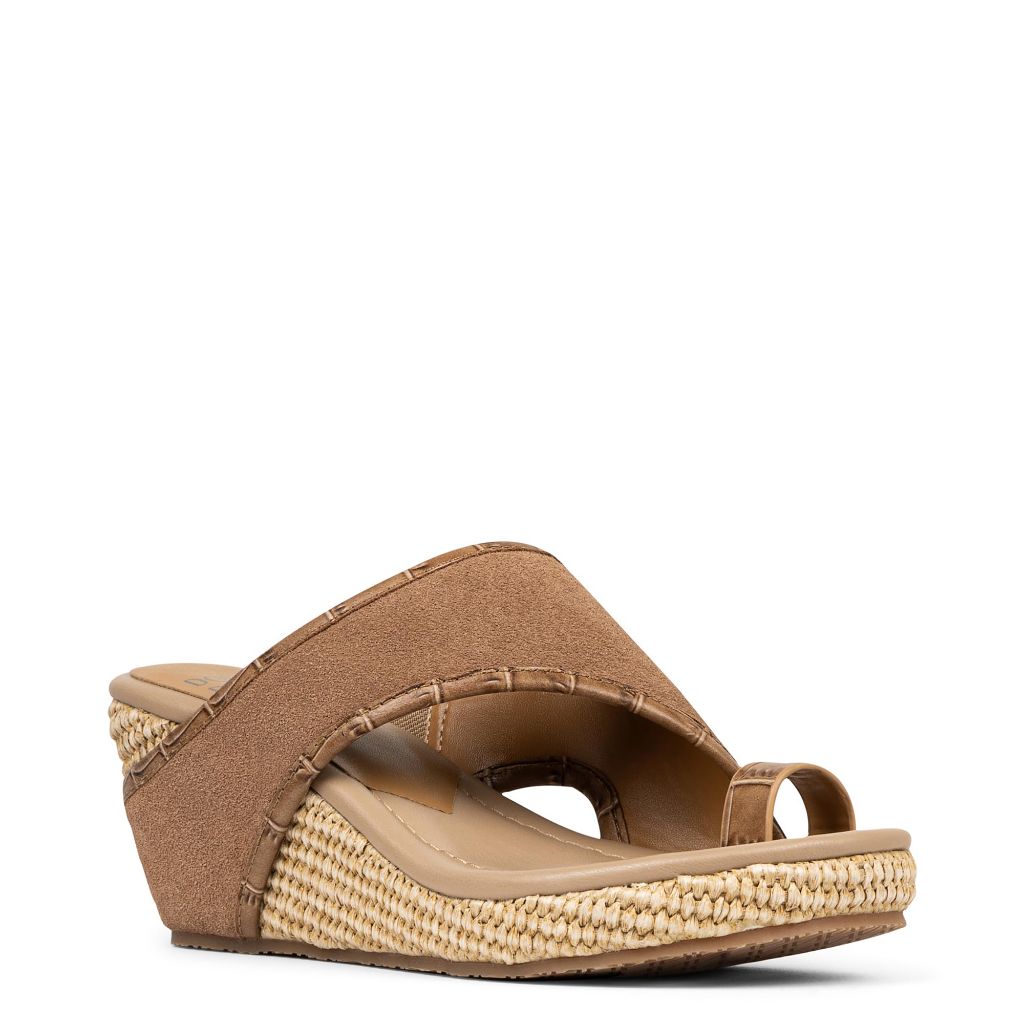 Donald Pliner Women's Gyer Wedge Sandals, Size 8.5 in Tobacco Suede, Comfortable, Cute, & Classy Slip-On Heeled Dress Sandals for Women, Casual Ladies Beach Shoes for Everyday, Errands, Events