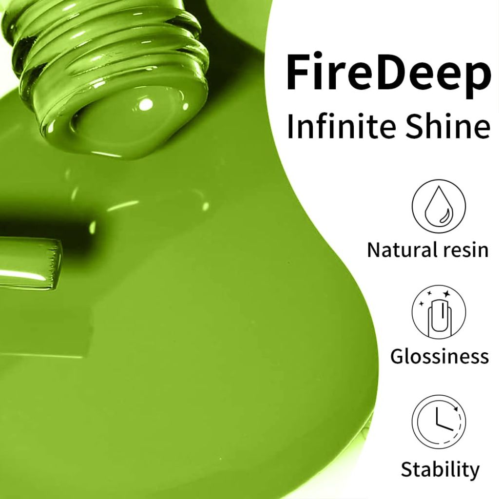 FIREDEEP - Brilliant Green Gel Nail Polish, 0.54 Fl Oz | Olive Green