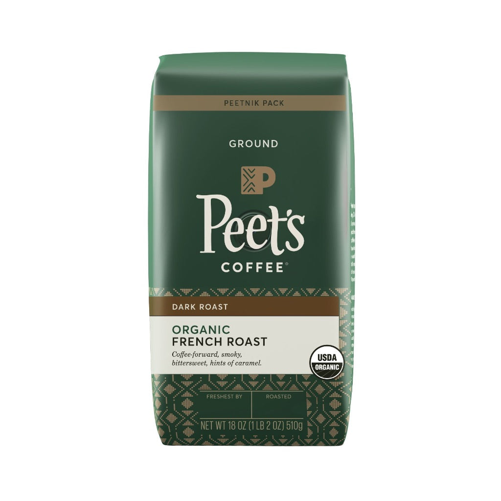 Peet's Coffee Organic French Roast Ground Coffee, 18oz Bag