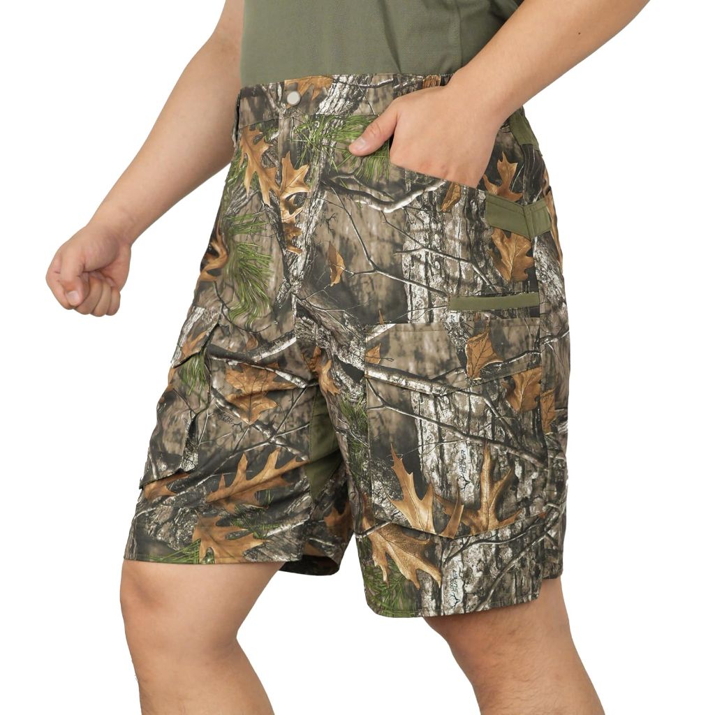 LOOGU Men's Camo Cargo Shorts Quick-Dry Sun Protection Hiking Shorts (Super, XL)