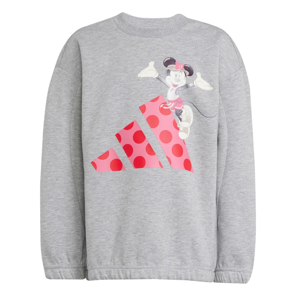 adidas Girl's x Disney Minnie Mouse Sportswear Jogger Set - Gray Heather/Pink Fusion/Pure Ruby, Size Small