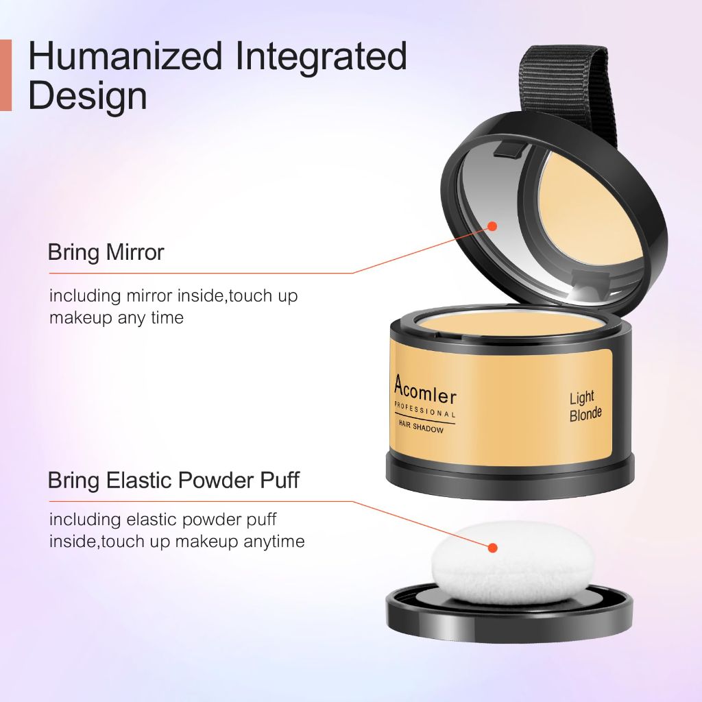 Acomler Root Cover Up Hairline Shadow Powder, Dark Brown,  for Women Men (Light Blonde)