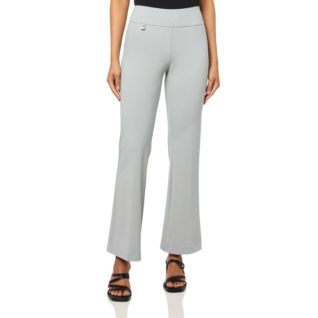SZ 12, SLIM-SATION Wide Band Elastic Waist Pull On Flare Leg Pant, Sky Grey