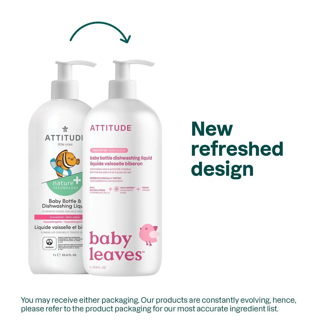 ATTITUDE Baby Bottle & Dish Soap, Unscented, 33.8 Fl Oz