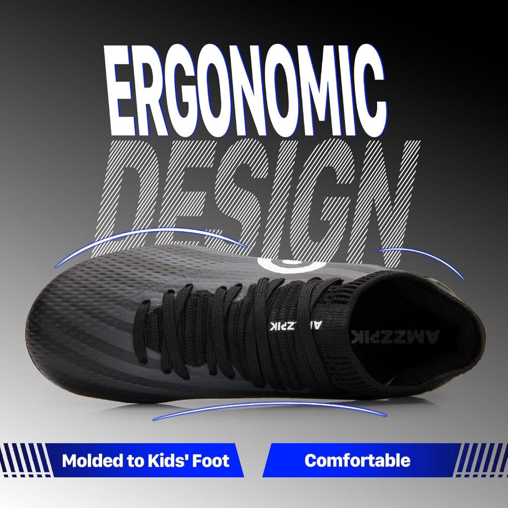 AMZZPIK Little Kids Soccer Cleats - Black/White, Size 12
