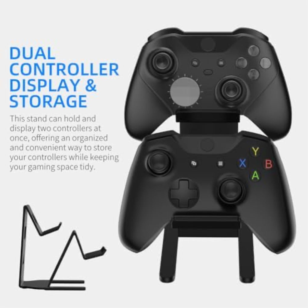 ASIEIT 2Packs Controller Holder, 2 Tier Universal Aluminum Display Stand for Desk Game Enthusiasts Gift Stand Compatible with Series XS, Elite 2, PS5, PS3, Switch Pro and Almost All Controller, Black