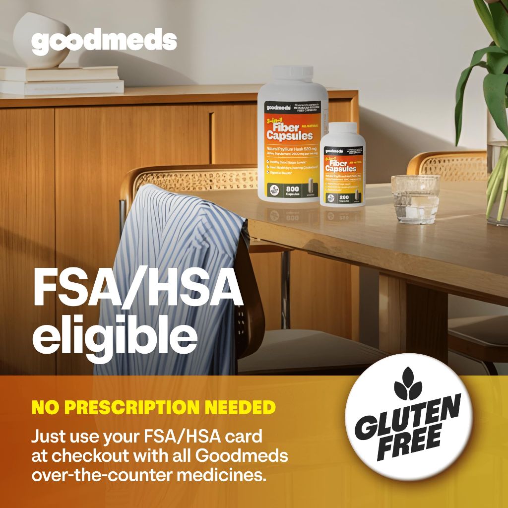 GoodMeds Psyllium Husk Fiber 520mg Capsules Supplement (200 Count)